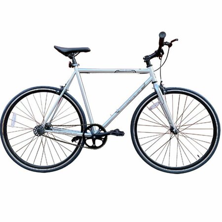 MICARGI 53 cm Hi-Ten Steel & Aluminum Frame Fixed Gear Road Bicycle; White & Black RD-269-53-WHI